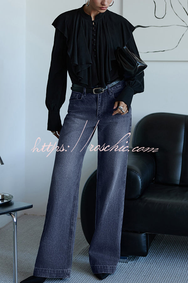 Court-style Draped Ruffled Elegant Chiffon Blouse